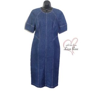 Denim Puff Sleeve Midi Dress (Madewell)